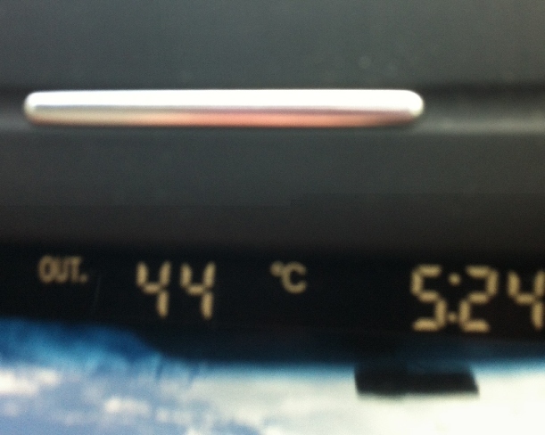Outside Temp from Car - thank goodness for airconditioning